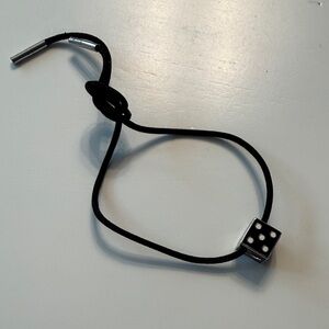 Black and Silver Dice Enamel Big Bead Bracelet